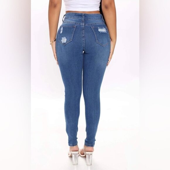 Fashion Nova, Women's Reagan Mid Rise Skinny Jeans-Medium Blue Wash. Size:5. NWT - Picture 11 of 13